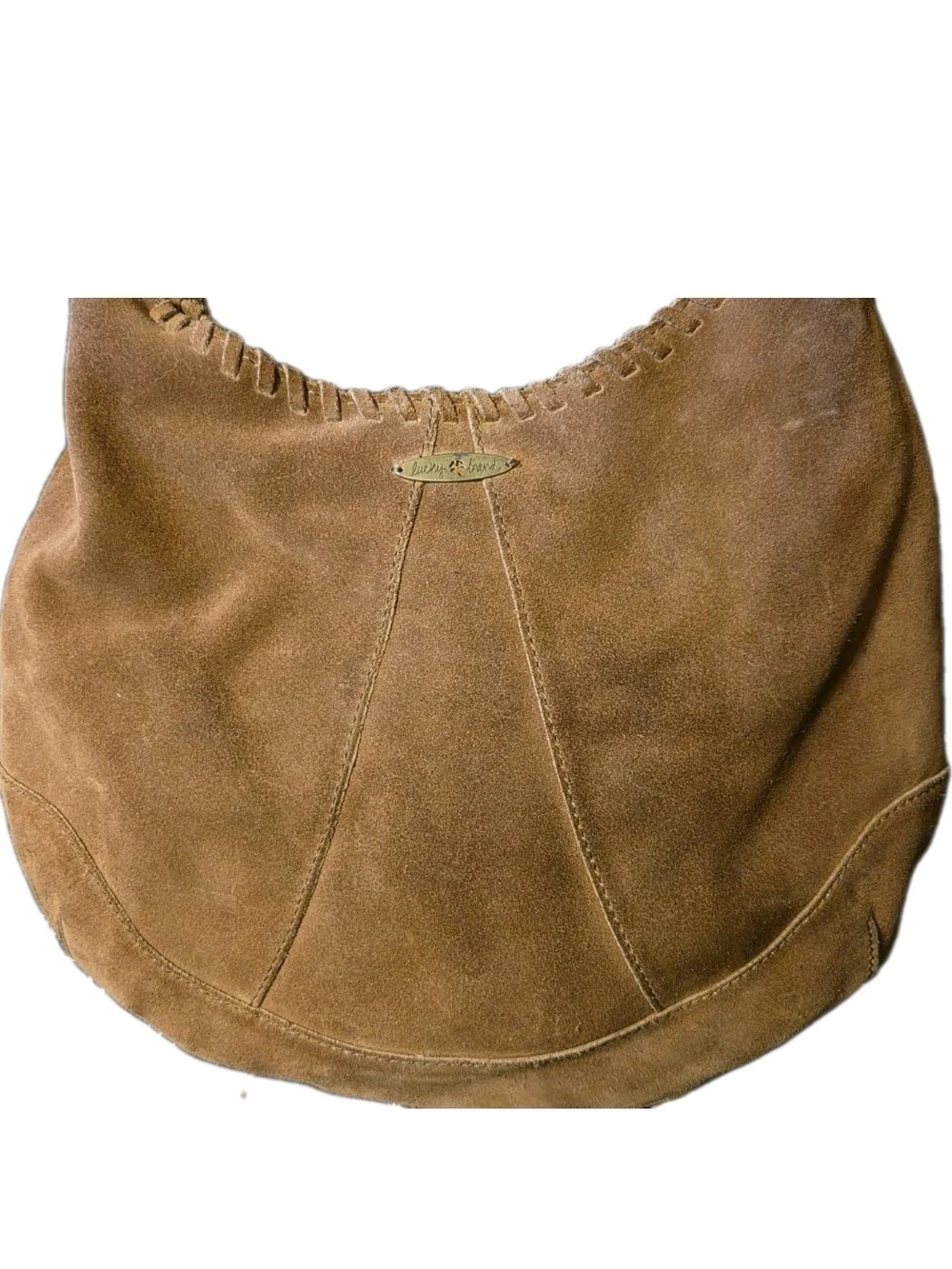 Lucky Brand Purse Brown Leather Suede Shoulder Hobo Vintage Boho Chic Purse Y2k